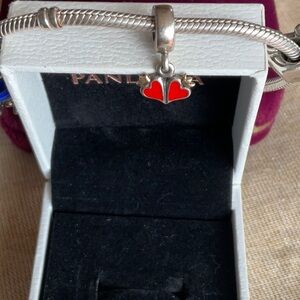 Pandora Red Heart Silver Bracelet Charm